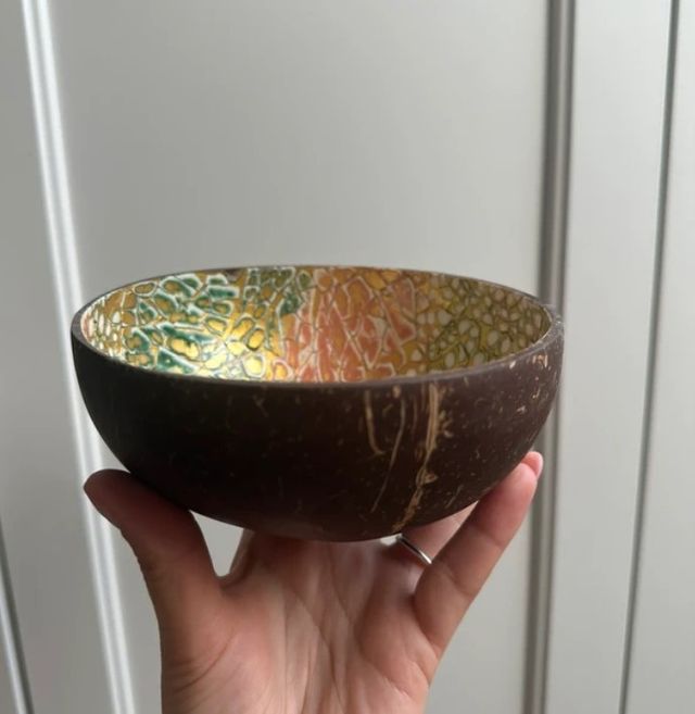 Cuenco decorativo de coco artesanal