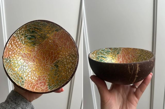 Cuenco decorativo de coco artesanal