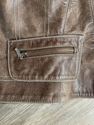 Chaqueta Cuero Marrón Mujer Talla M entallada