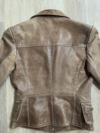 Chaqueta Cuero Marrón Mujer Talla M entallada