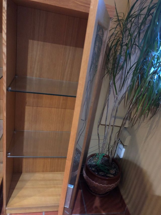 Mueble madera y cristal