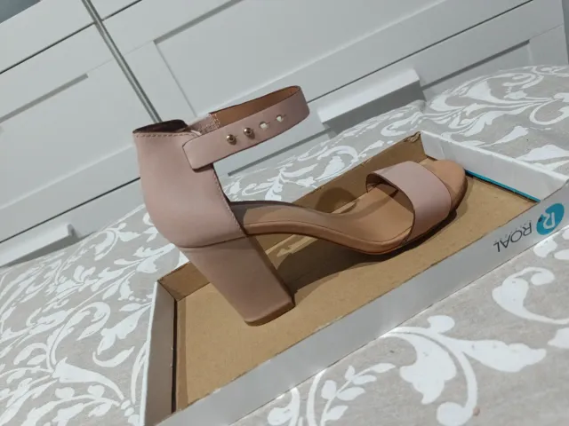 Sandalias tacón 8 cm beige/rosa