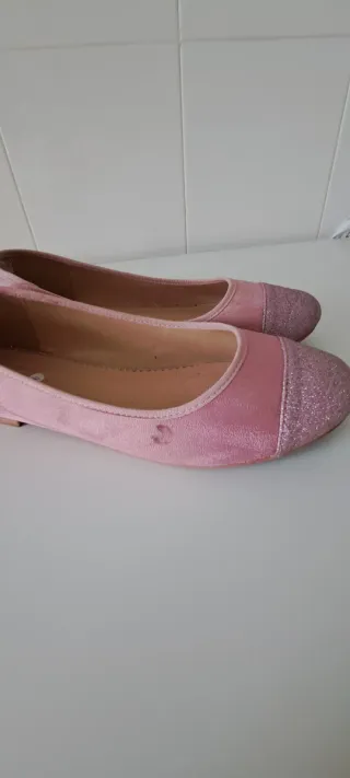 Bailarinas piel rosa glitter talla 38