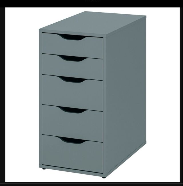 Escritório e gaveteiro IKEA ALEX cinza turquesa