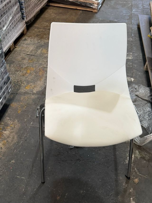 Sedie imbottite in plastica bianche e argentate