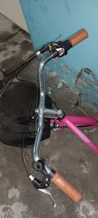 Bicicleta rosa con cesta y portabultos