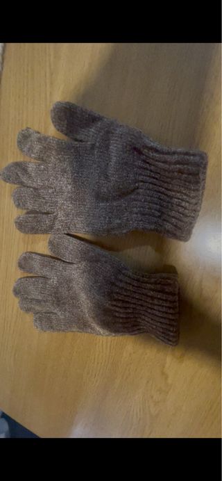 Guantes de lana v color blanco, marrón, Rosa