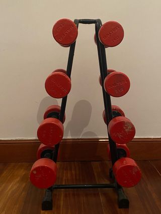 Set di manubri con supporto metallico