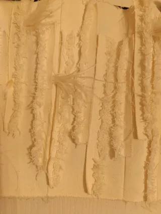 Top palabra de honor con plumas y cremallera poste