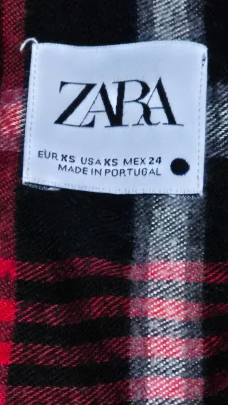 Camisa Zara cuadros roja y negra