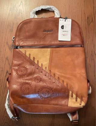 Bolso Mochila Desigual Marrón y Beige