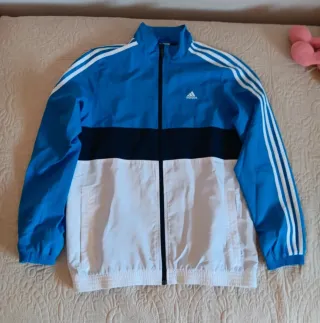Cortavientos Adidas Azul y Blanco