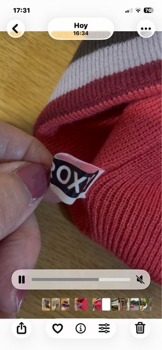 Gorro Roxy rayas marrón y rosa