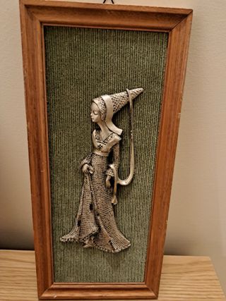 Trittico Quadri Peltro Lavorato Mano