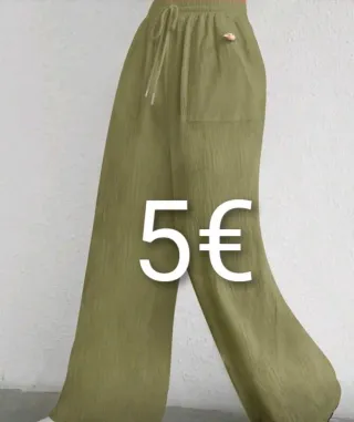 Pantalones anchos verdes 5€ vaquero blanco 8€