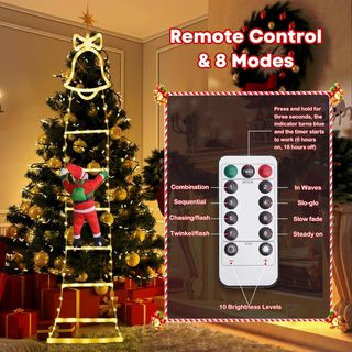 Luci per scale di Natale Babbo Natale LED 160cm 8 Modalità