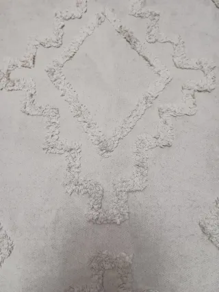 Tappeto in cotone beige e bianco