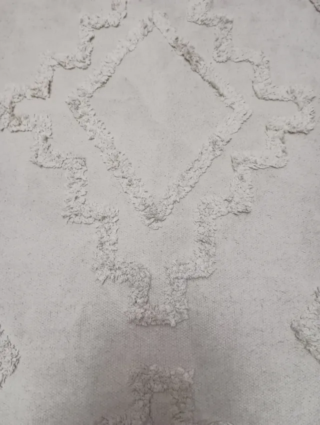 Tapete de Algodão Bege e Branco