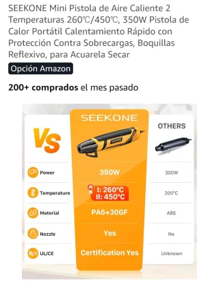 Mini pistola de calor SEEKONE 350W