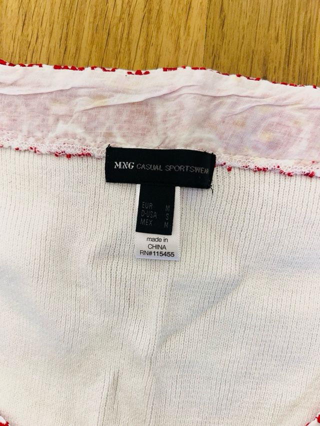 Vestido Mango Blanco con Estampado Rojo