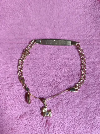 Esclava oro 18k con cadena y colgante