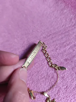 Esclava oro 18k con cadena y colgante