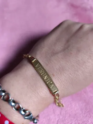 Esclava oro 18k con cadena y colgante