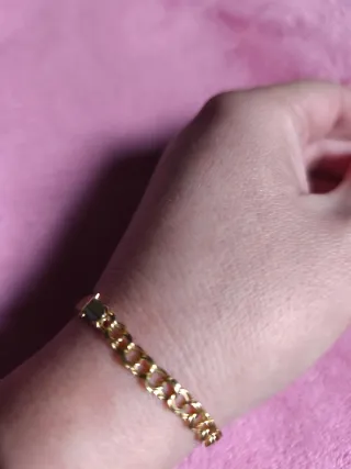 Esclava oro 18k con cadena y colgante