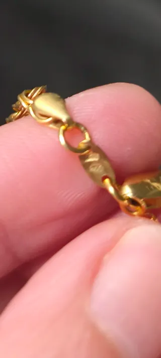 Esclava oro 18k con cadena y colgante