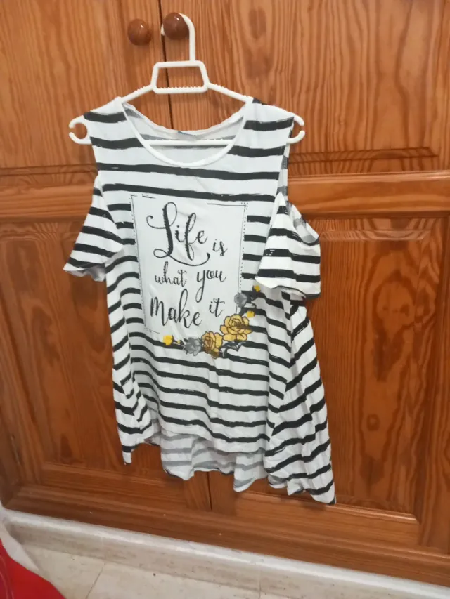 Camiseta Rayas Frío Hombros