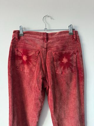 Pantalones Flare Vintage Boho Hippie Rojo Talla M