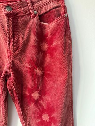 Pantalones Flare Vintage Boho Hippie Rojo Talla M