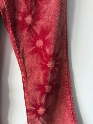 Pantalones Flare Vintage Boho Hippie Rojo Talla M