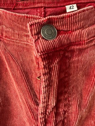 Pantalones Flare Vintage Boho Hippie Rojo Talla M