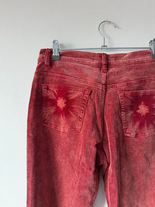 Pantalones Flare Vintage Boho Hippie Rojo Talla M