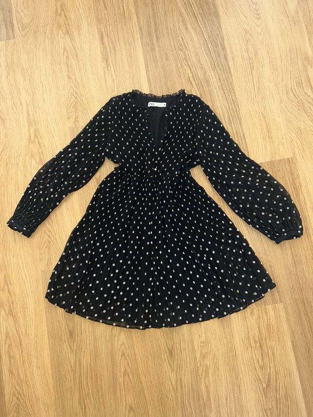 Vestido Zara Negro Lunares