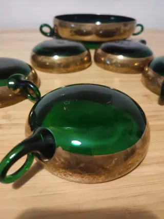Coppa + 5 ciotoline vetro stile veneziano, Anni 60