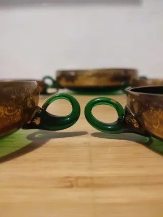 Coppa + 5 ciotoline vetro stile veneziano, Anni 60