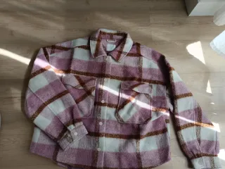 Chaqueta cuadros mujer marrón/rosa