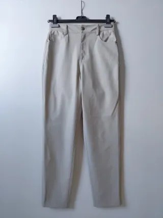 Pantaloni Zara similpelle color crema
