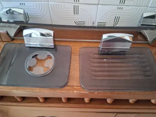 Accesorios Baño Retro Plata y Transparente