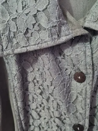 Chaqueta larga micropana y encaje Talla XL