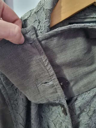 Chaqueta larga micropana y encaje Talla XL