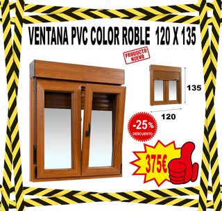 VENTANA PVC ROBLE PERSIANA 120 X 135