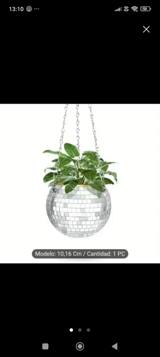 Macetero Colgante Bola Discoteca.