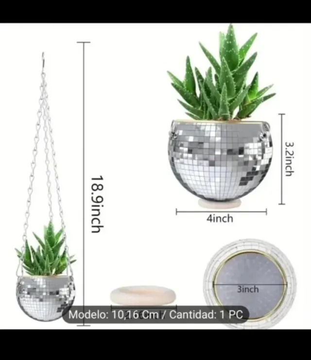 Macetero Colgante Bola Discoteca.