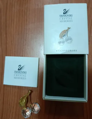 Spilla Swarovski Ciliegie Dorate Cristallo