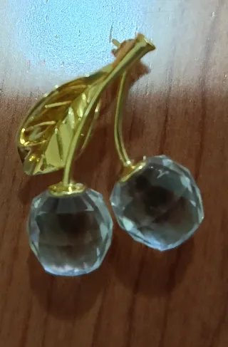 Spilla Swarovski Ciliegie Dorate Cristallo