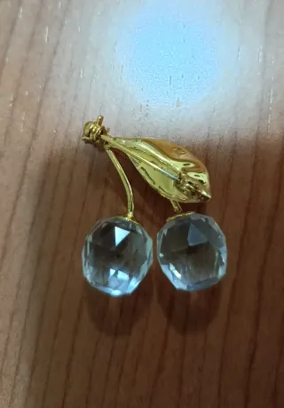 Spilla Swarovski Ciliegie Dorate Cristallo