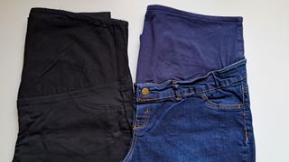 2 Pantalones Premamá Negro y Azul